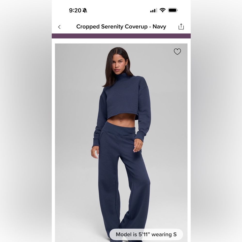ALO Cropped Serenity Coverup Sweatshirt - Navy